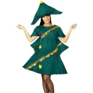 Smiffys Unisex Adult Christmas Tree Costume / Green/Gold